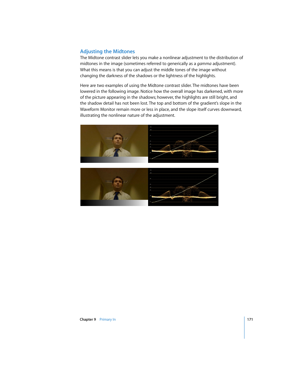 Adjusting the midtones | Apple Color 1.0 User Manual | Page 171 / 364
