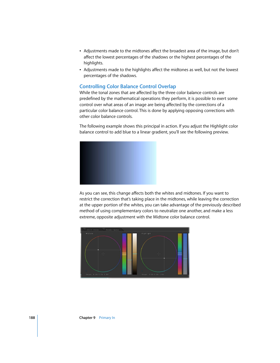 Controlling color balance control overlap | Apple Color 1.0 User Manual | Page 188 / 364