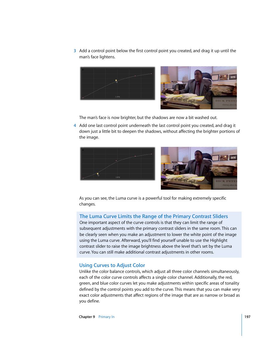 Using curves to adjust color | Apple Color 1.0 User Manual | Page 197 / 364
