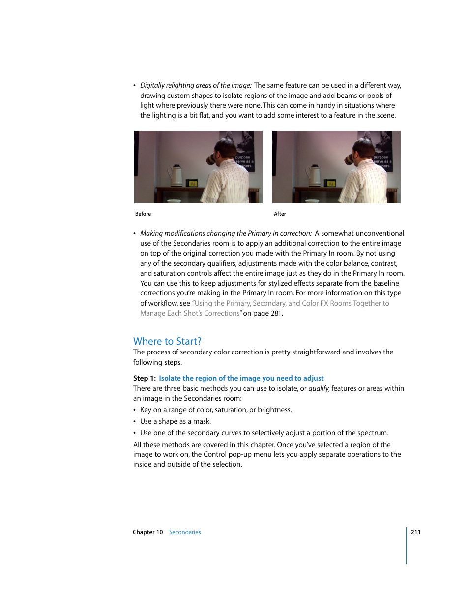 Where to start, P. 211) | Apple Color 1.0 User Manual | Page 211 / 364