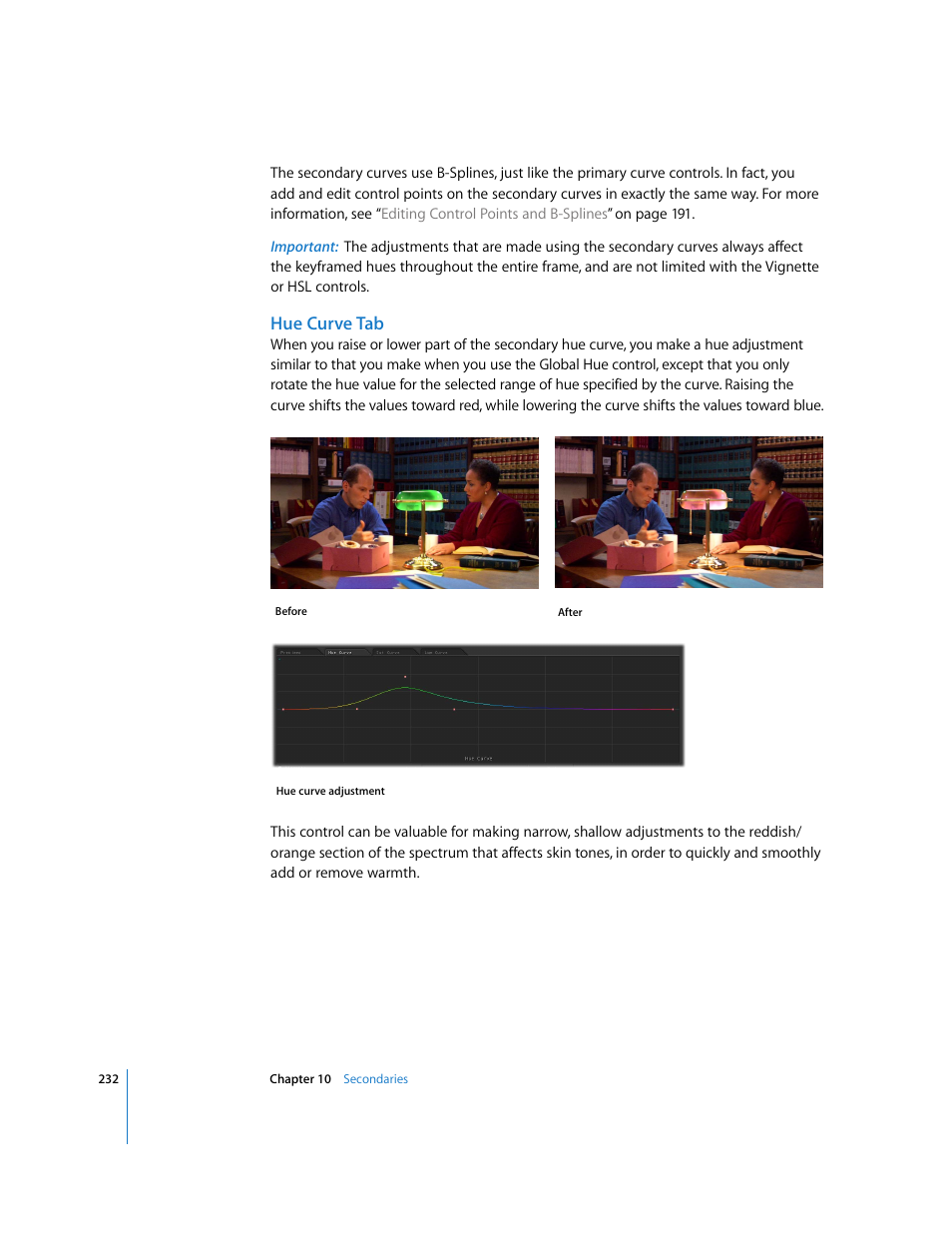 Hue curve tab | Apple Color 1.0 User Manual | Page 232 / 364