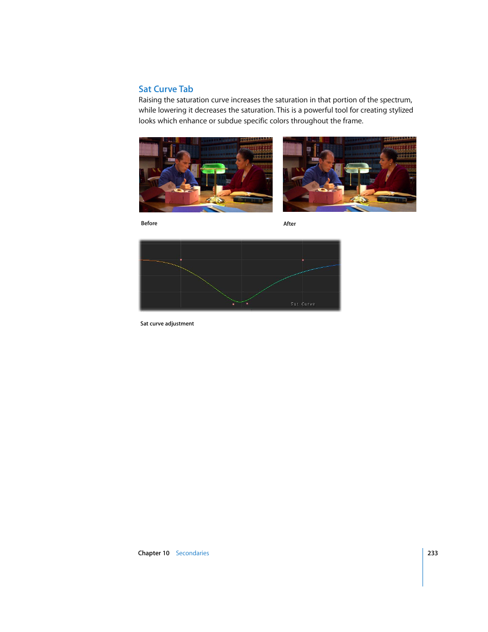 Sat curve tab | Apple Color 1.0 User Manual | Page 233 / 364