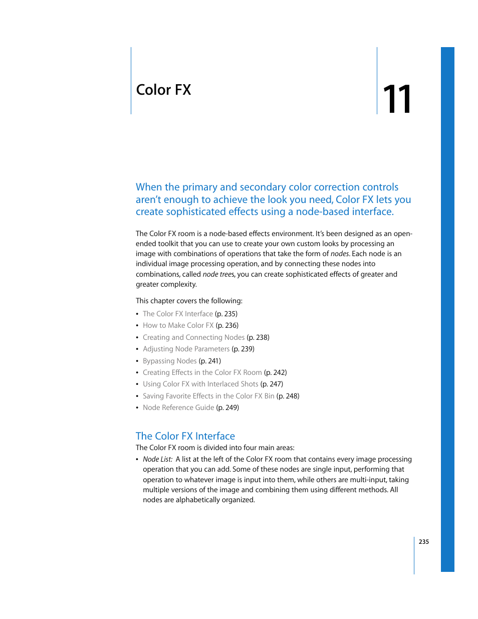 Color fx, The color fx interface, Chapter 11 | See chapter 11 | Apple Color 1.0 User Manual | Page 235 / 364