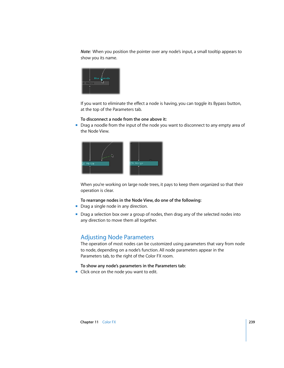 Adjusting node parameters, P. 239) | Apple Color 1.0 User Manual | Page 239 / 364