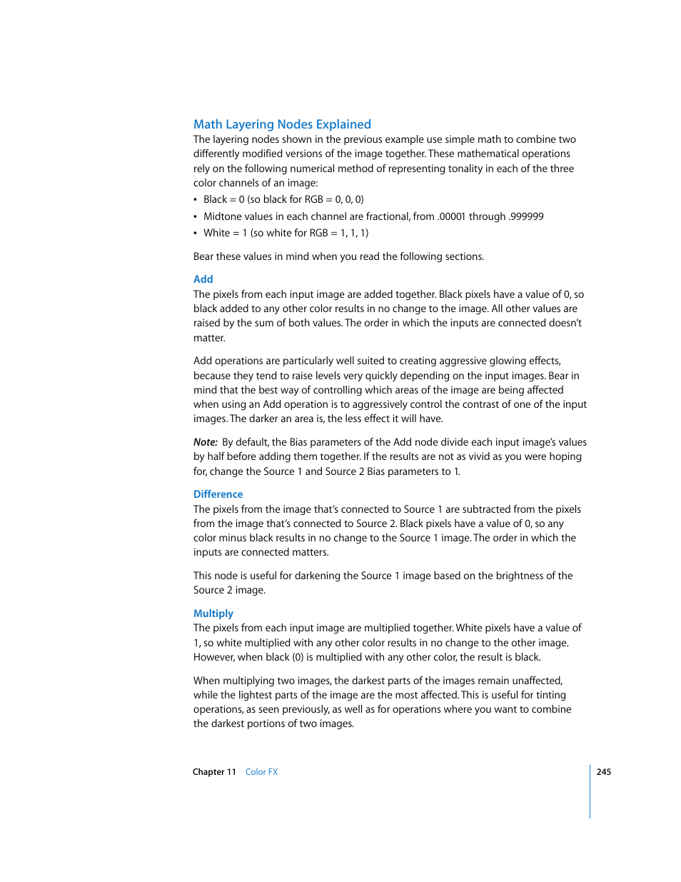 Math layering nodes explained | Apple Color 1.0 User Manual | Page 245 / 364