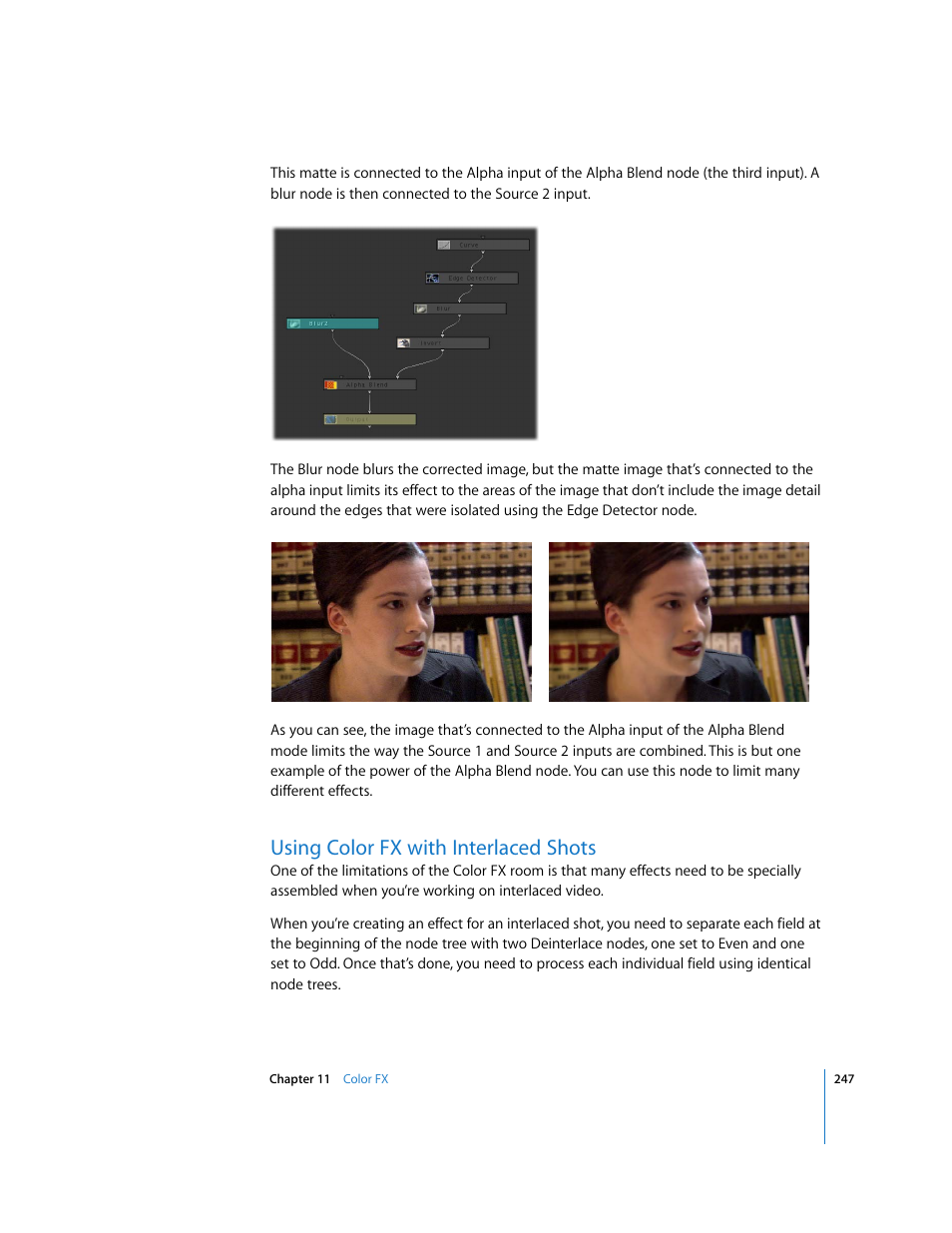 Using color fx with interlaced shots, P. 247) | Apple Color 1.0 User Manual | Page 247 / 364