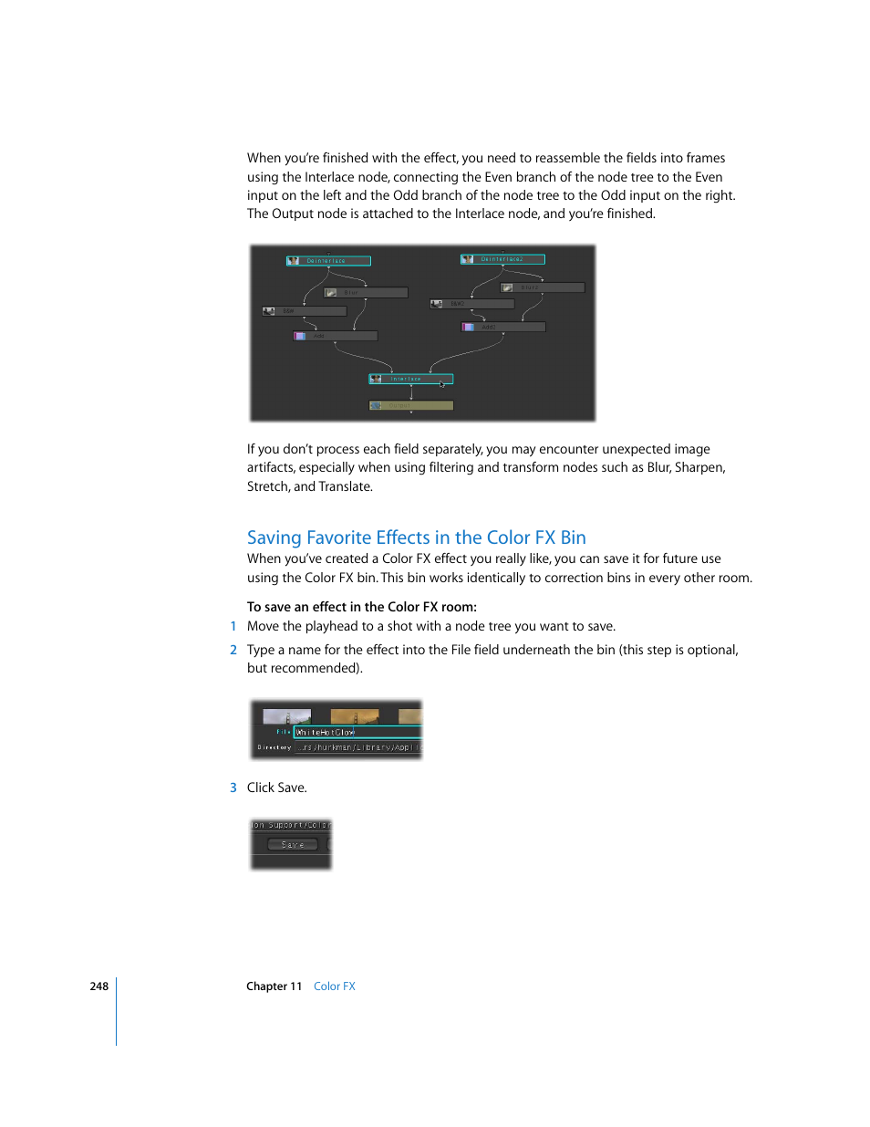 Saving favorite effects in the color fx bin, P. 248) | Apple Color 1.0 User Manual | Page 248 / 364