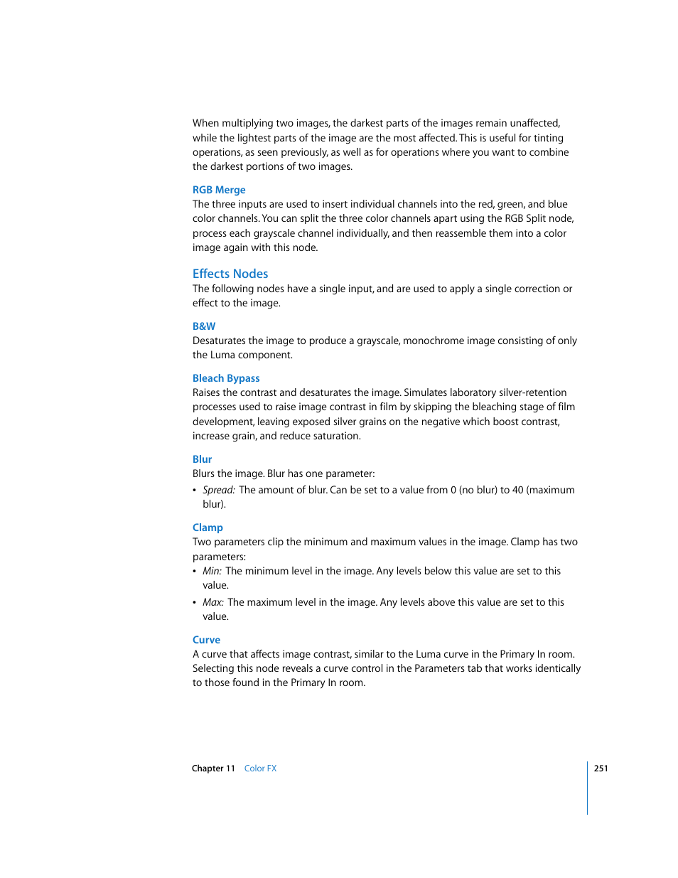 Effects nodes | Apple Color 1.0 User Manual | Page 251 / 364