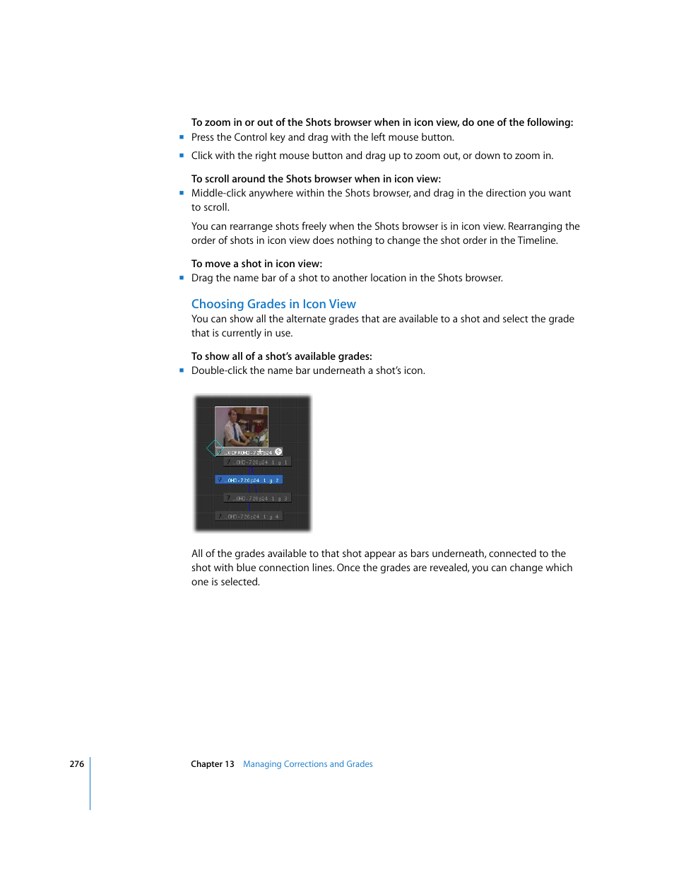 Choosing grades in icon view | Apple Color 1.0 User Manual | Page 276 / 364