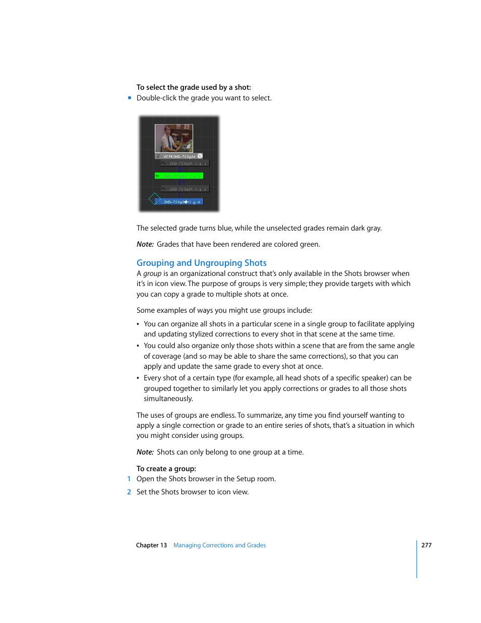 Grouping and ungrouping shots | Apple Color 1.0 User Manual | Page 277 / 364