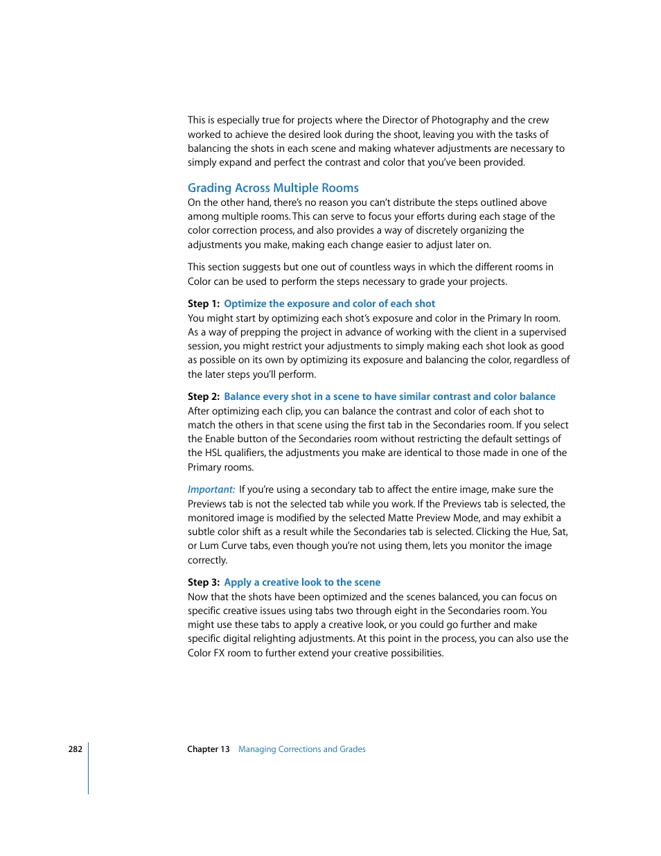 Grading across multiple rooms | Apple Color 1.0 User Manual | Page 282 / 364