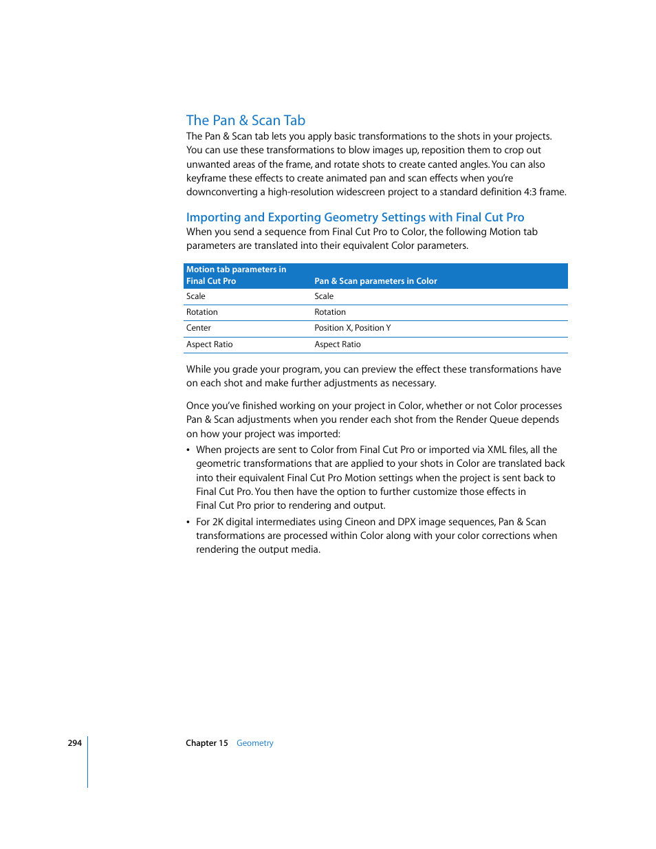 The pan & scan tab, P. 294) | Apple Color 1.0 User Manual | Page 294 / 364