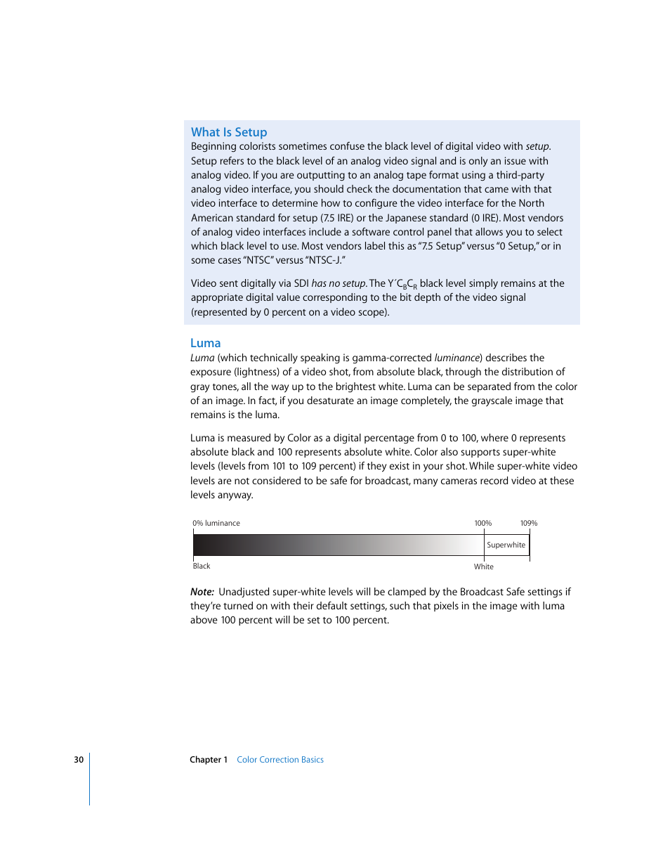 What is setup, Luma | Apple Color 1.0 User Manual | Page 30 / 364