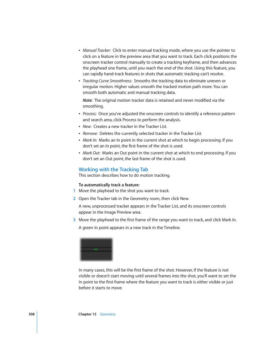 Working with the tracking tab | Apple Color 1.0 User Manual | Page 308 / 364