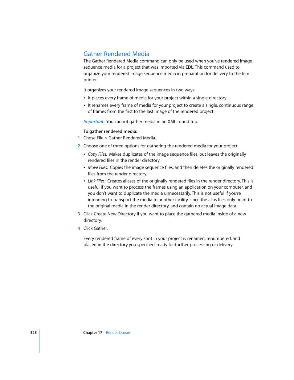 Gather rendered media, P. 328) | Apple Color 1.0 User Manual | Page 328 / 364