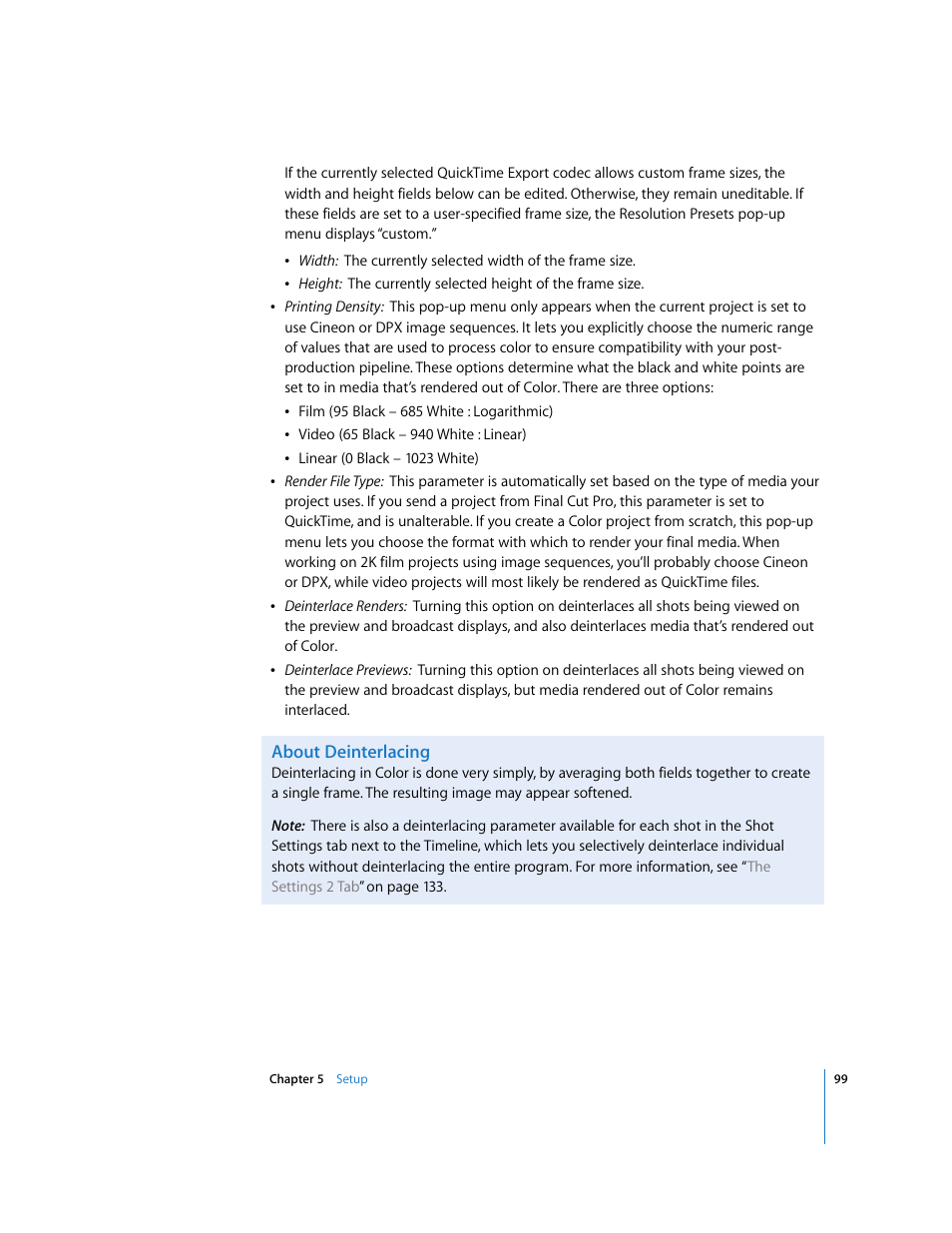 About deinterlacing | Apple Color 1.0 User Manual | Page 99 / 364