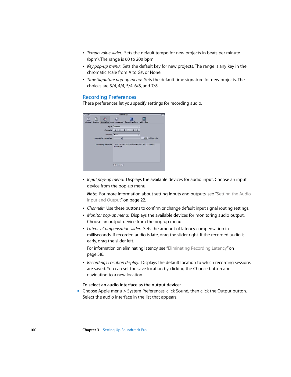 Recording preferences | Apple Soundtrack Pro 2 User Manual | Page 100 / 566