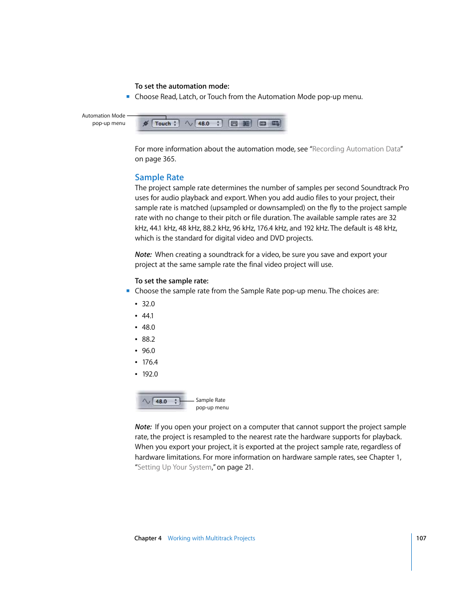Sample rate | Apple Soundtrack Pro 2 User Manual | Page 107 / 566