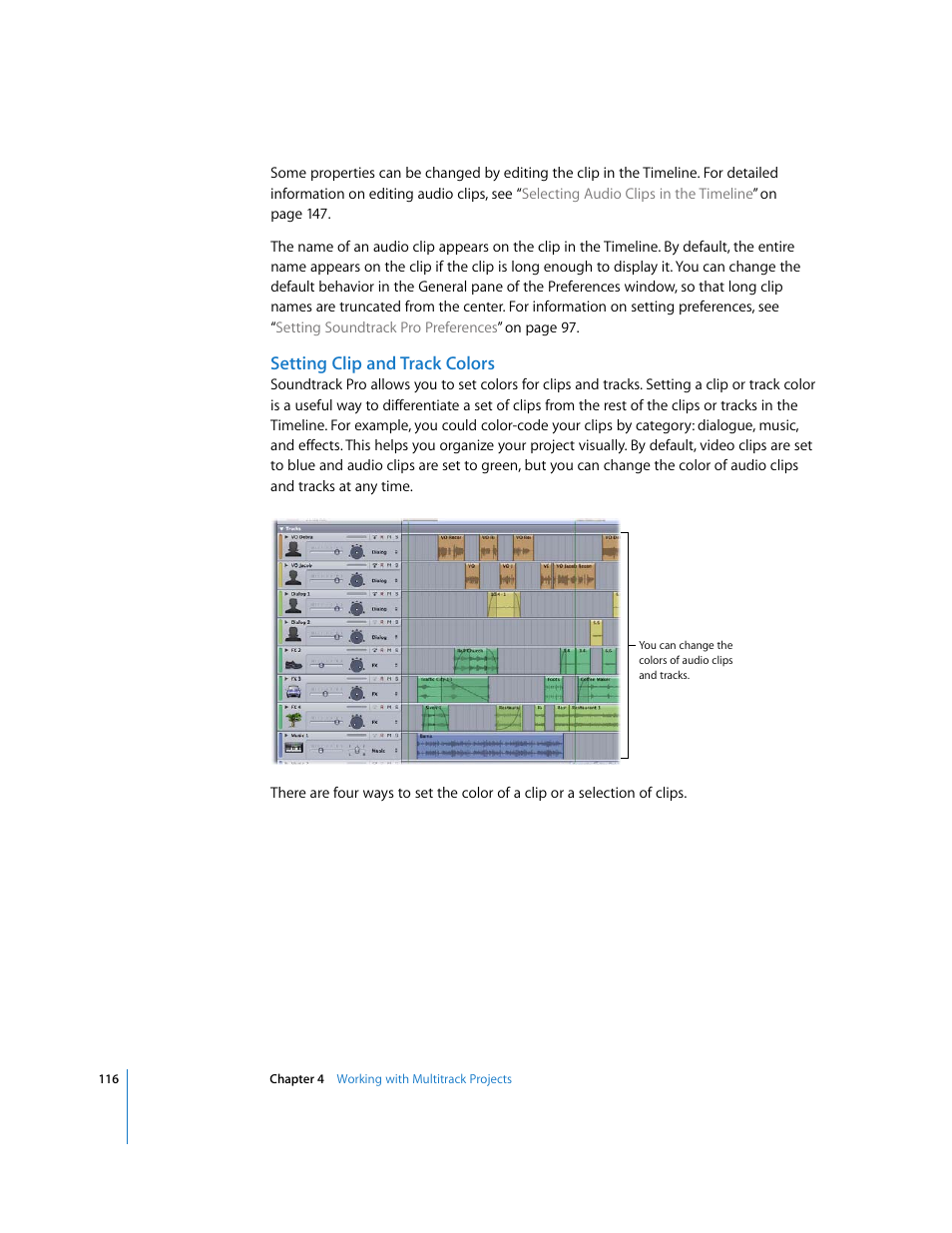 Setting clip and track colors | Apple Soundtrack Pro 2 User Manual | Page 116 / 566