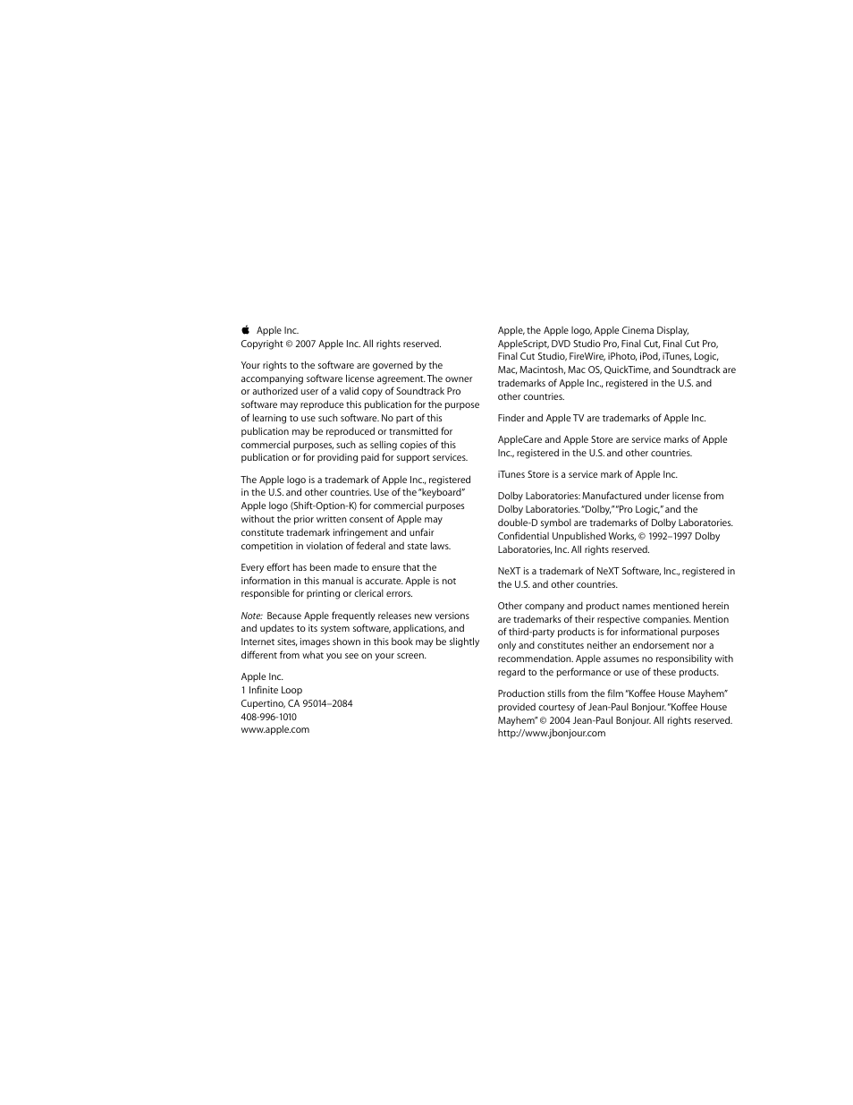 Apple Soundtrack Pro 2 User Manual | Page 2 / 566