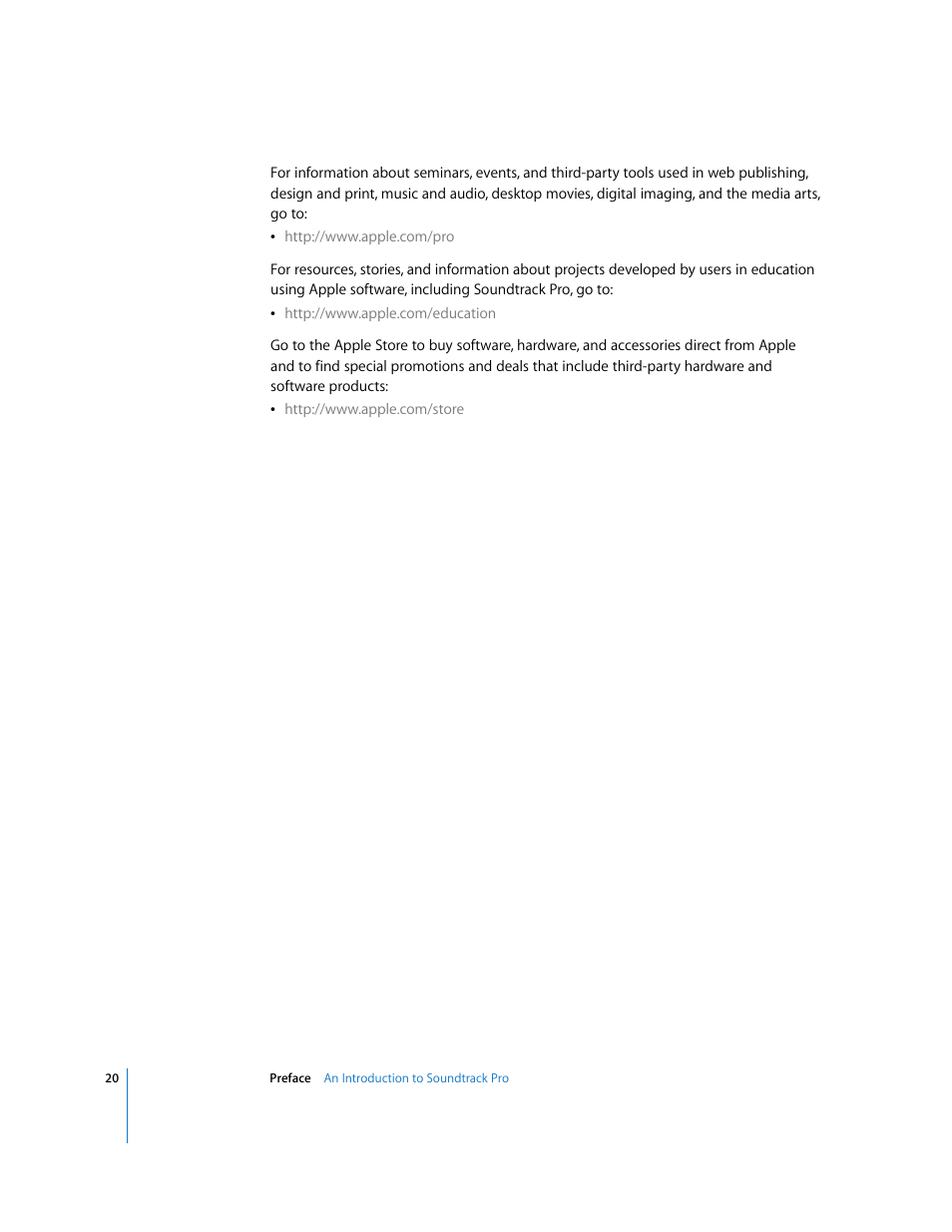 Apple Soundtrack Pro 2 User Manual | Page 20 / 566