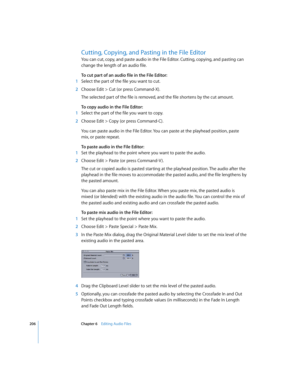Cutting, copying, and pasting in the file editor | Apple Soundtrack Pro 2 User Manual | Page 206 / 566