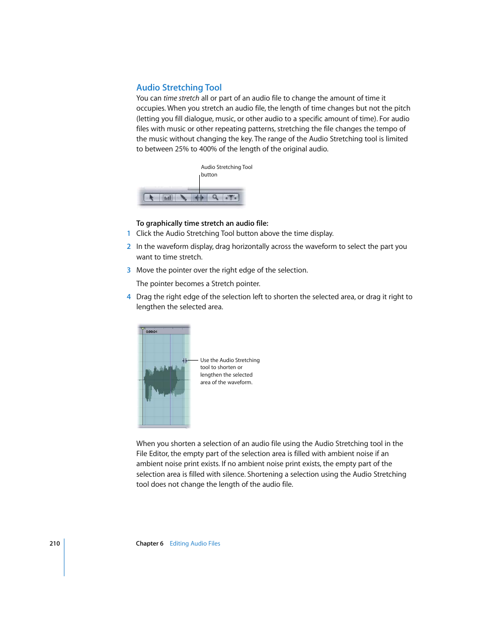 Audio stretching tool | Apple Soundtrack Pro 2 User Manual | Page 210 / 566