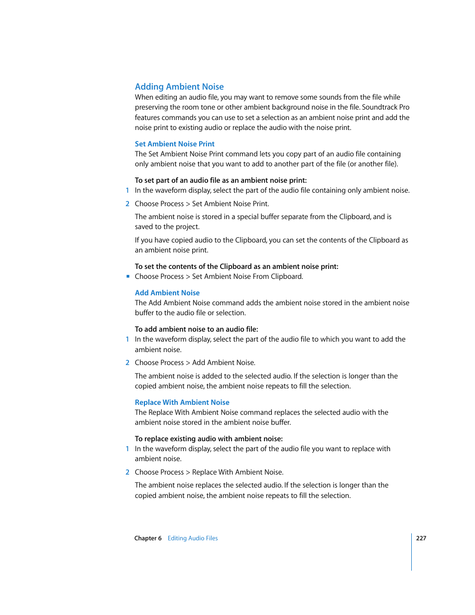 Adding ambient noise | Apple Soundtrack Pro 2 User Manual | Page 227 / 566