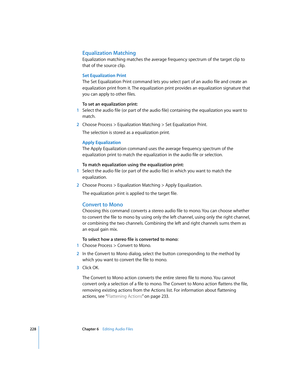Equalization matching, Convert to mono | Apple Soundtrack Pro 2 User Manual | Page 228 / 566