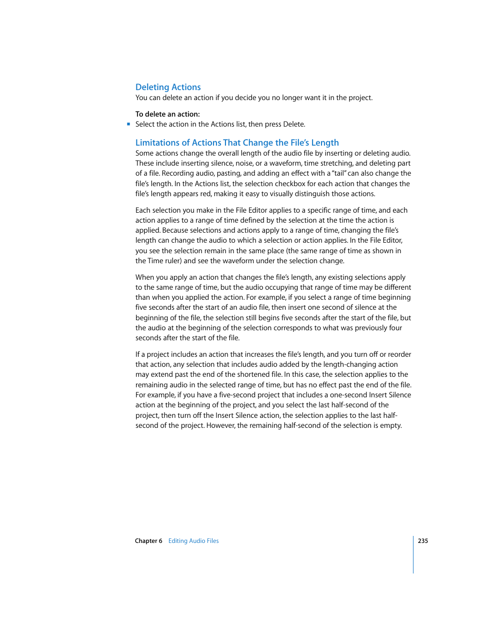 Deleting actions | Apple Soundtrack Pro 2 User Manual | Page 235 / 566