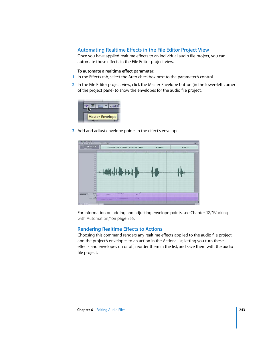 Rendering realtime effects to actions | Apple Soundtrack Pro 2 User Manual | Page 243 / 566