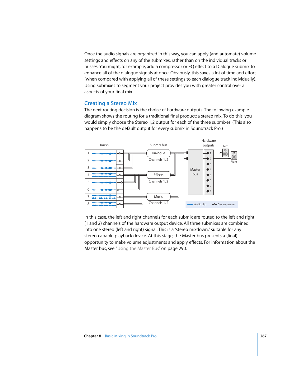 Creating a stereo mix | Apple Soundtrack Pro 2 User Manual | Page 267 / 566