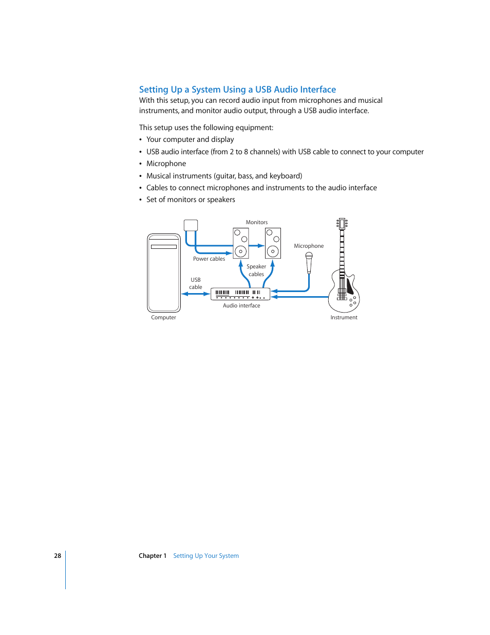 Setting up a system using a usb audio interface | Apple Soundtrack Pro 2 User Manual | Page 28 / 566