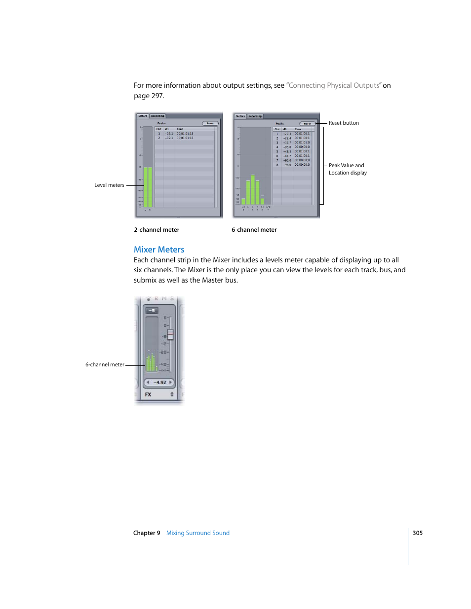 Mixer meters | Apple Soundtrack Pro 2 User Manual | Page 305 / 566