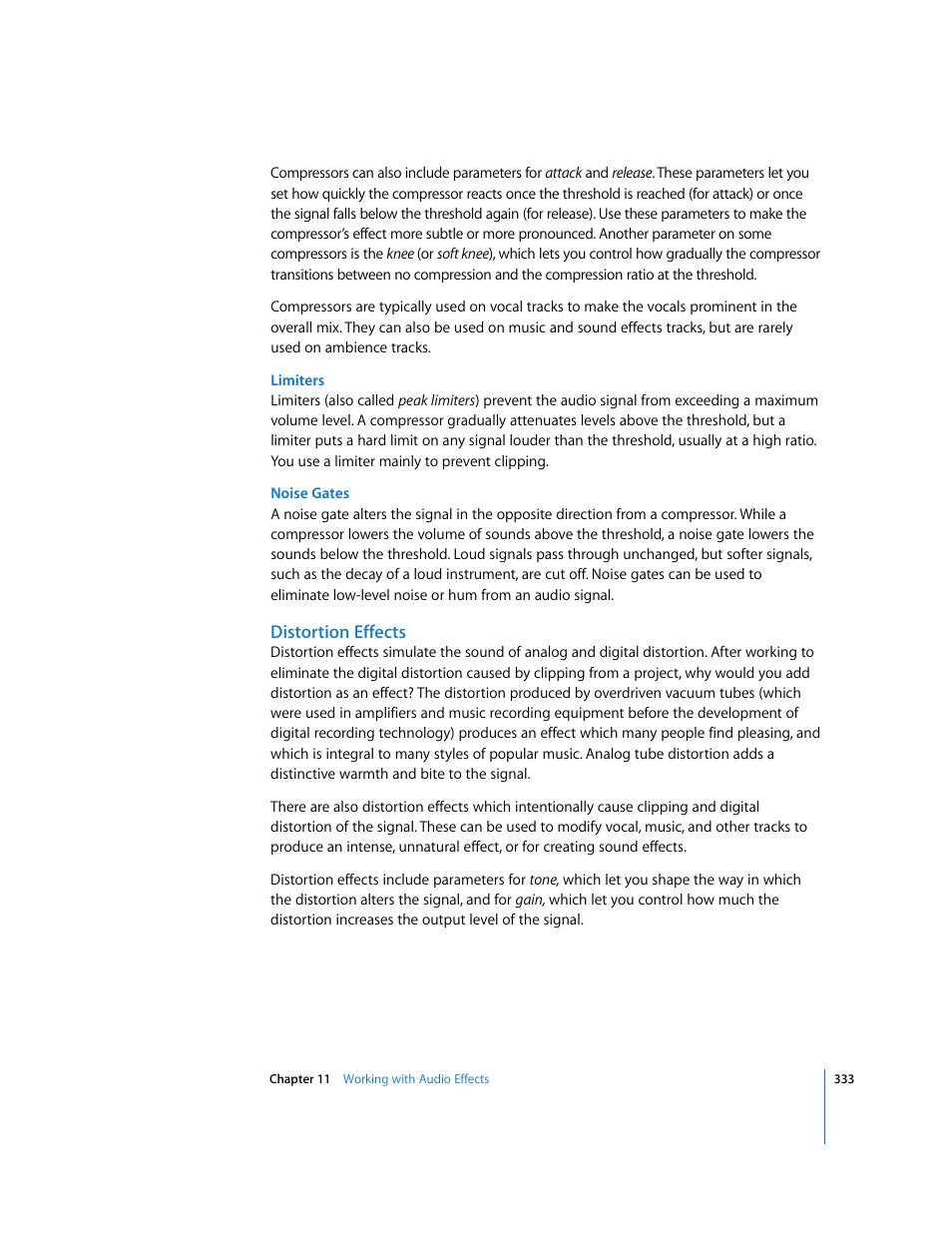 Distortion effects | Apple Soundtrack Pro 2 User Manual | Page 333 / 566