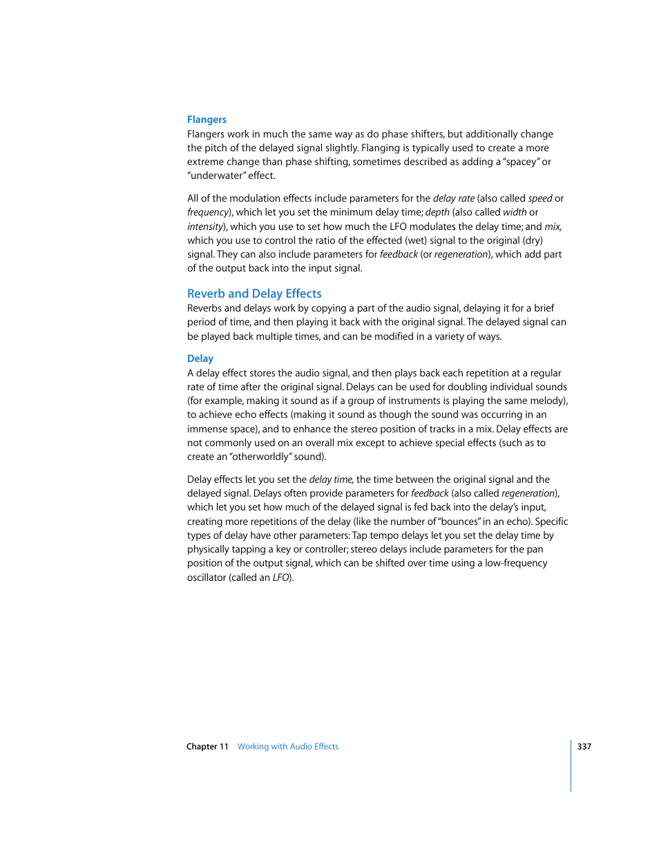 Reverb and delay effects | Apple Soundtrack Pro 2 User Manual | Page 337 / 566