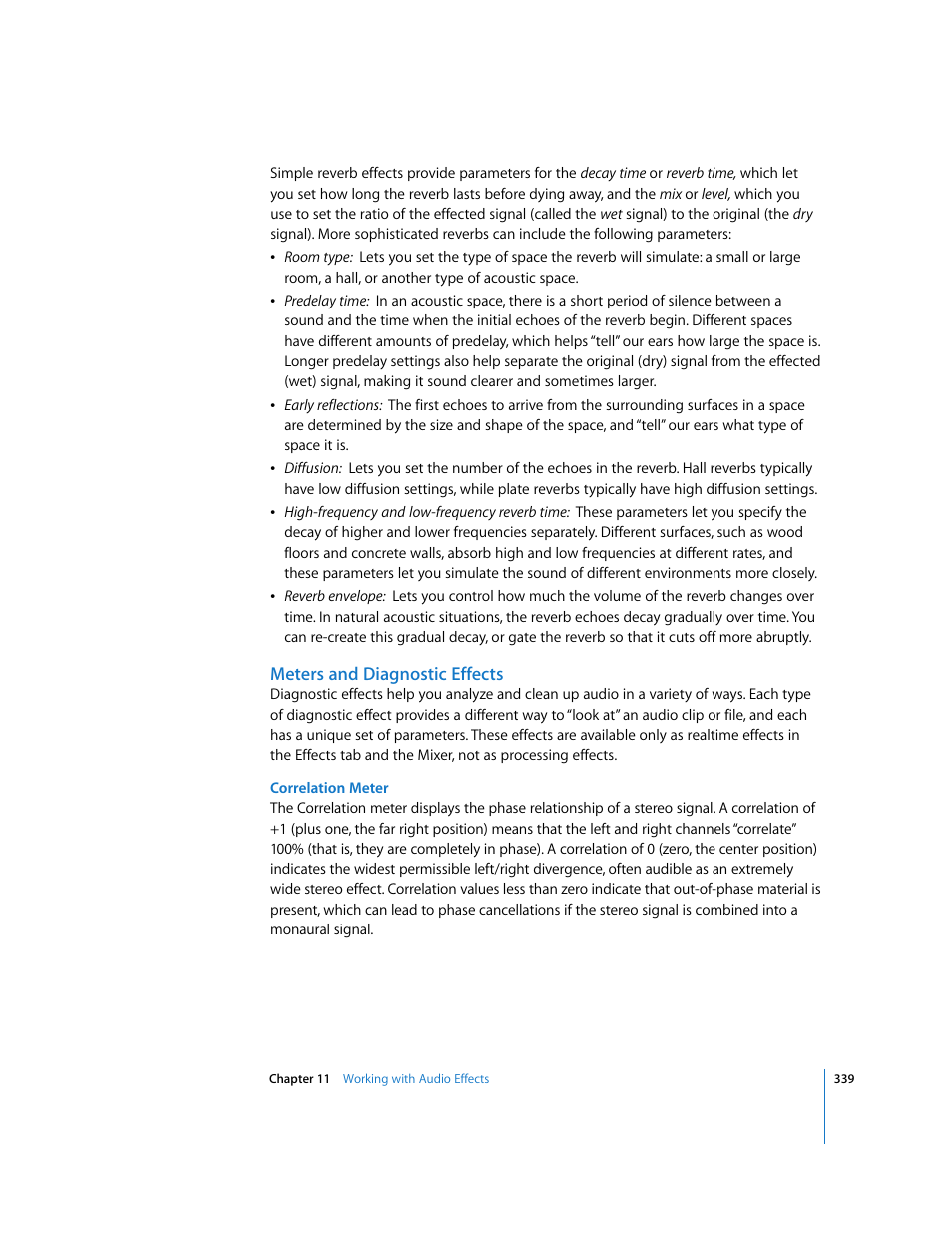 Meters and diagnostic effects | Apple Soundtrack Pro 2 User Manual | Page 339 / 566