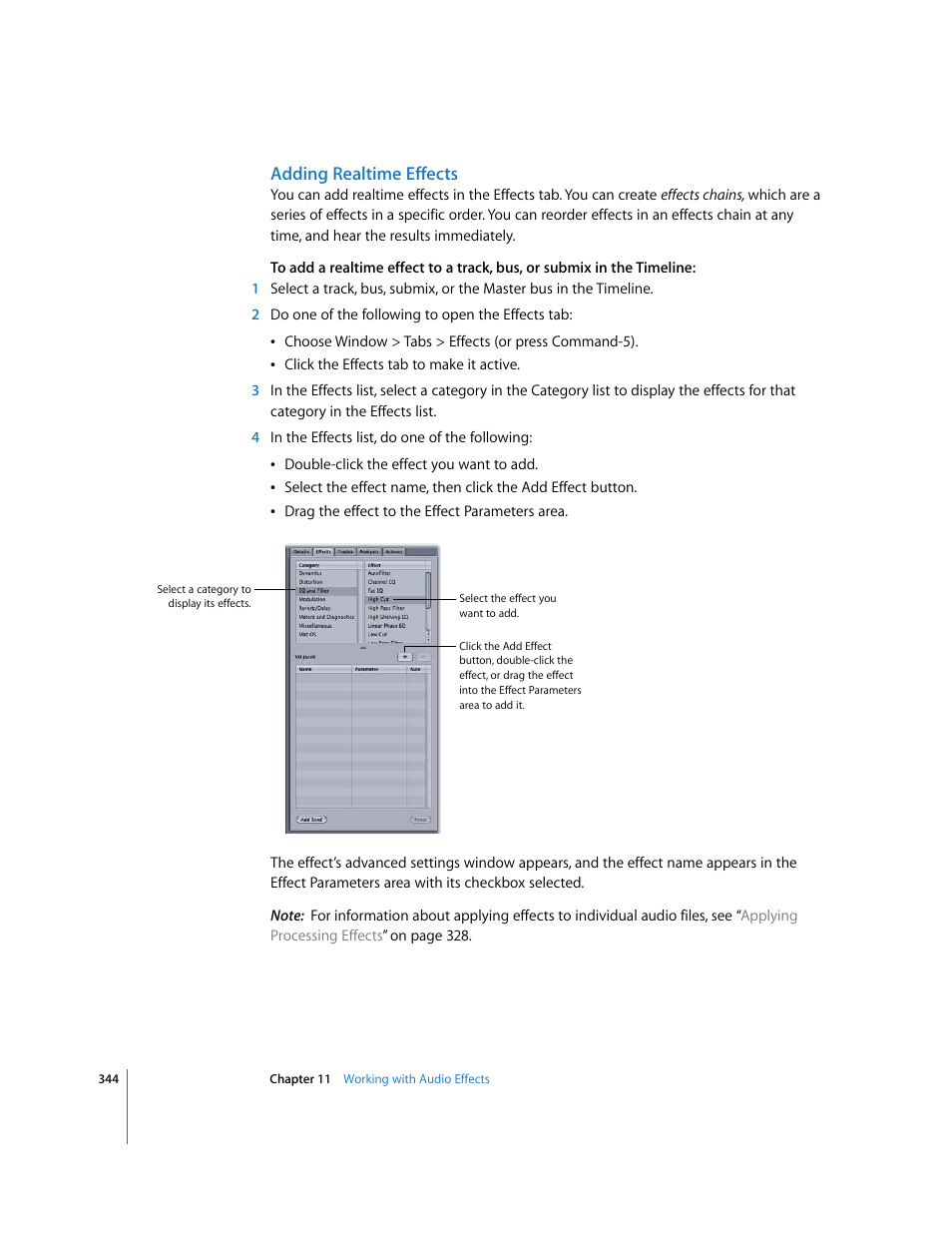 Adding realtime effects | Apple Soundtrack Pro 2 User Manual | Page 344 / 566