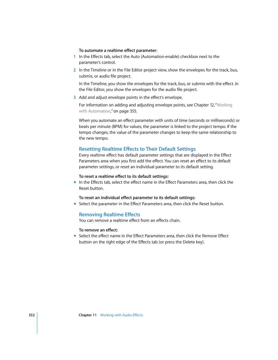 Removing realtime effects | Apple Soundtrack Pro 2 User Manual | Page 352 / 566