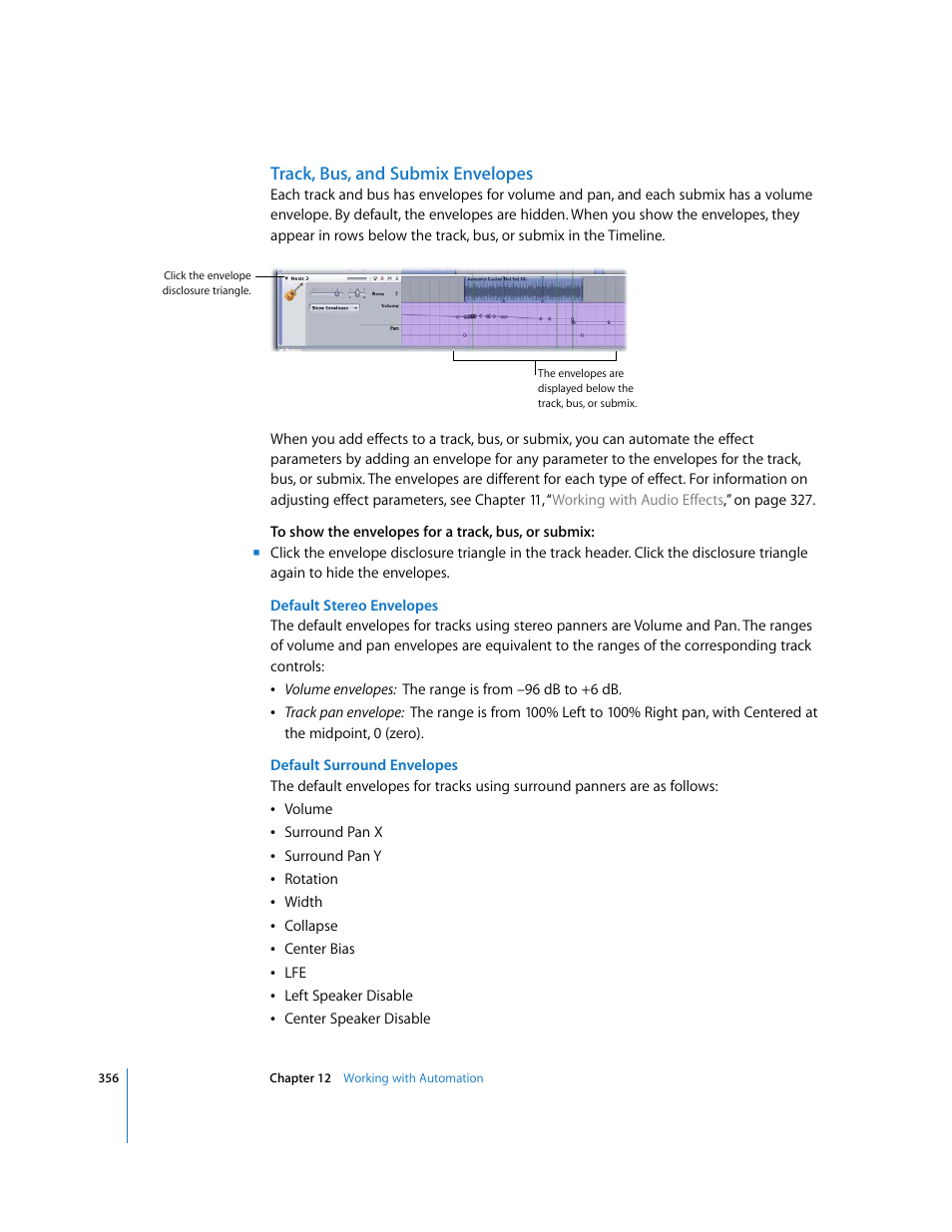 Track, bus, and submix envelopes | Apple Soundtrack Pro 2 User Manual | Page 356 / 566