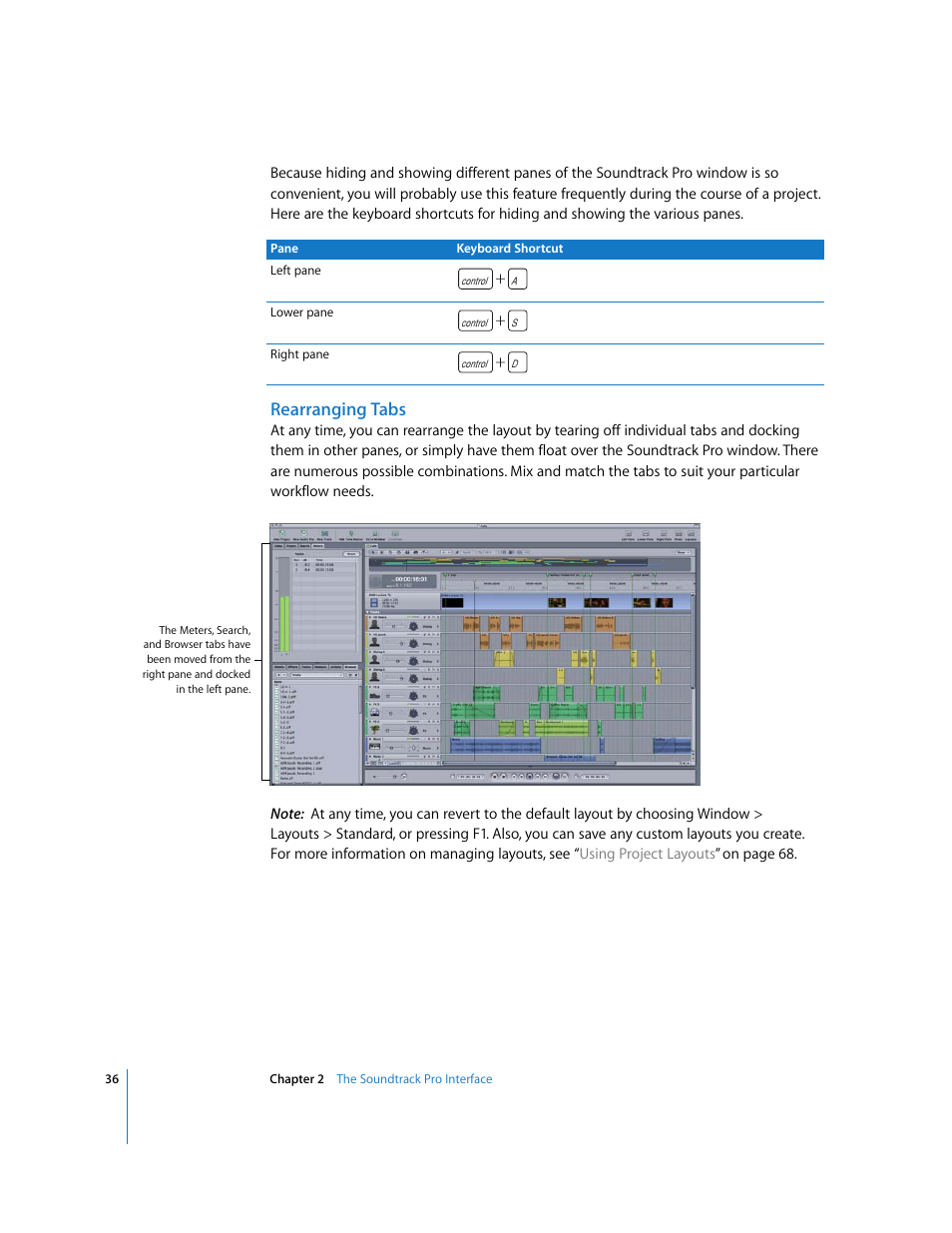 Rearranging tabs | Apple Soundtrack Pro 2 User Manual | Page 36 / 566