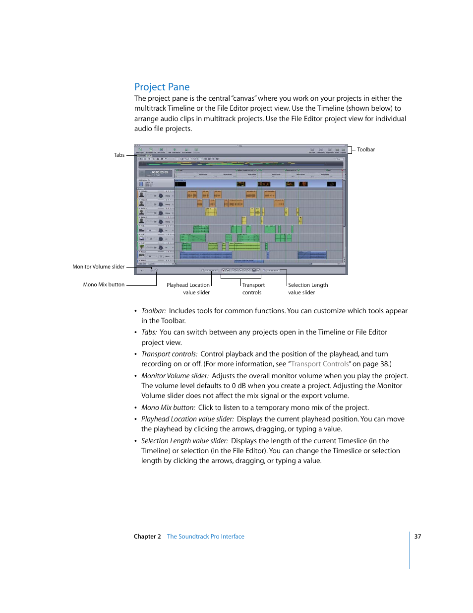 Project pane | Apple Soundtrack Pro 2 User Manual | Page 37 / 566