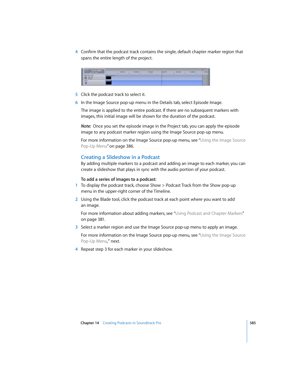Creating a slideshow in a podcast | Apple Soundtrack Pro 2 User Manual | Page 385 / 566