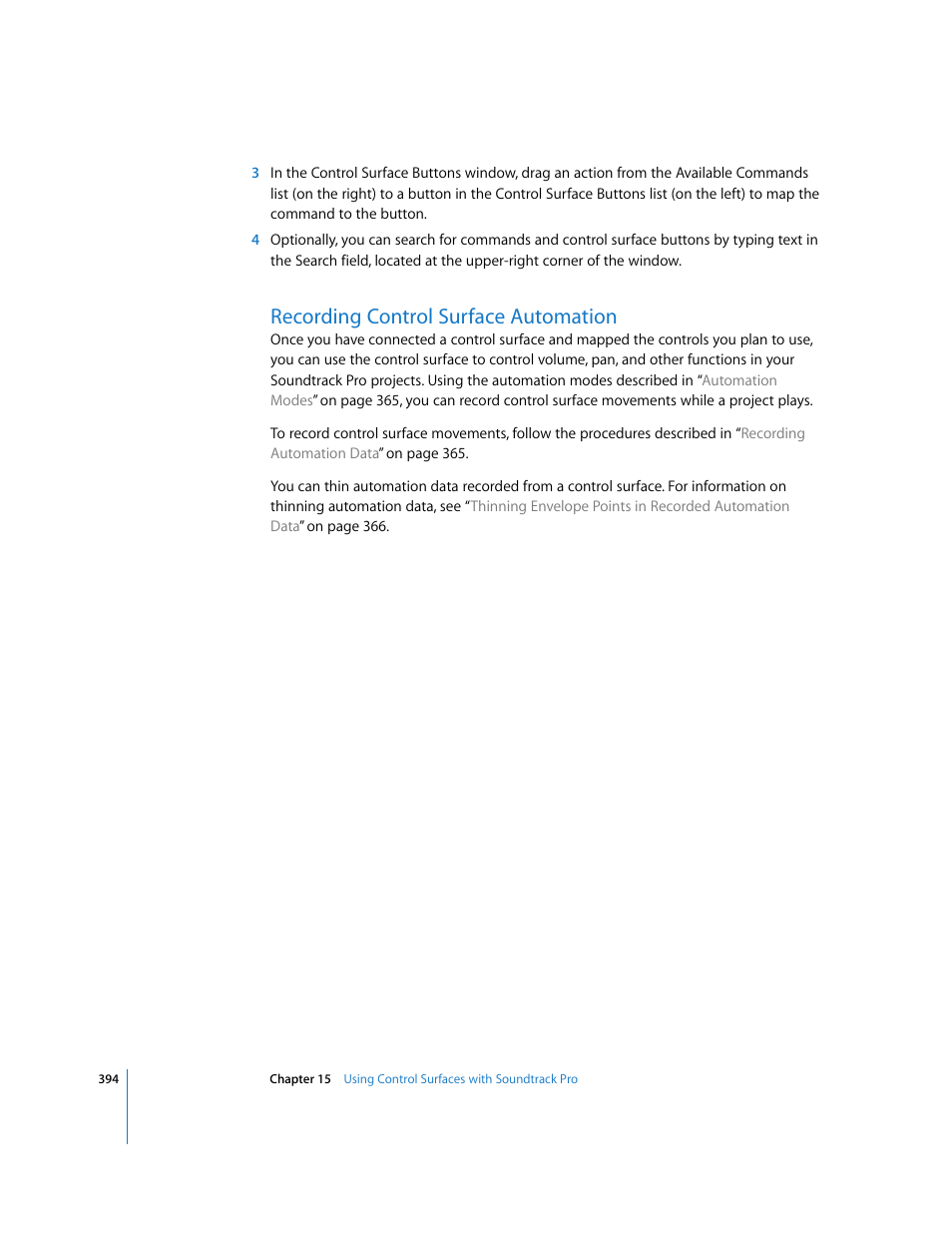 Recording control surface automation | Apple Soundtrack Pro 2 User Manual | Page 394 / 566