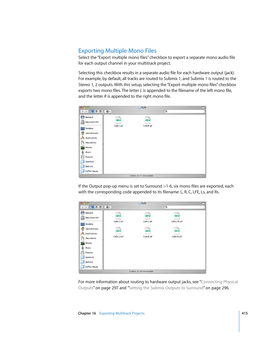 Exporting multiple mono files, Belo | Apple Soundtrack Pro 2 User Manual | Page 415 / 566