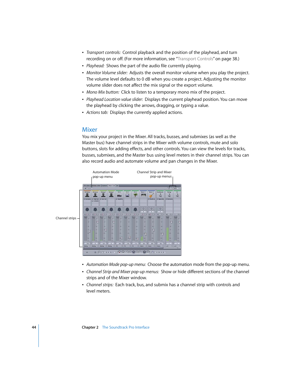 Mixer | Apple Soundtrack Pro 2 User Manual | Page 44 / 566