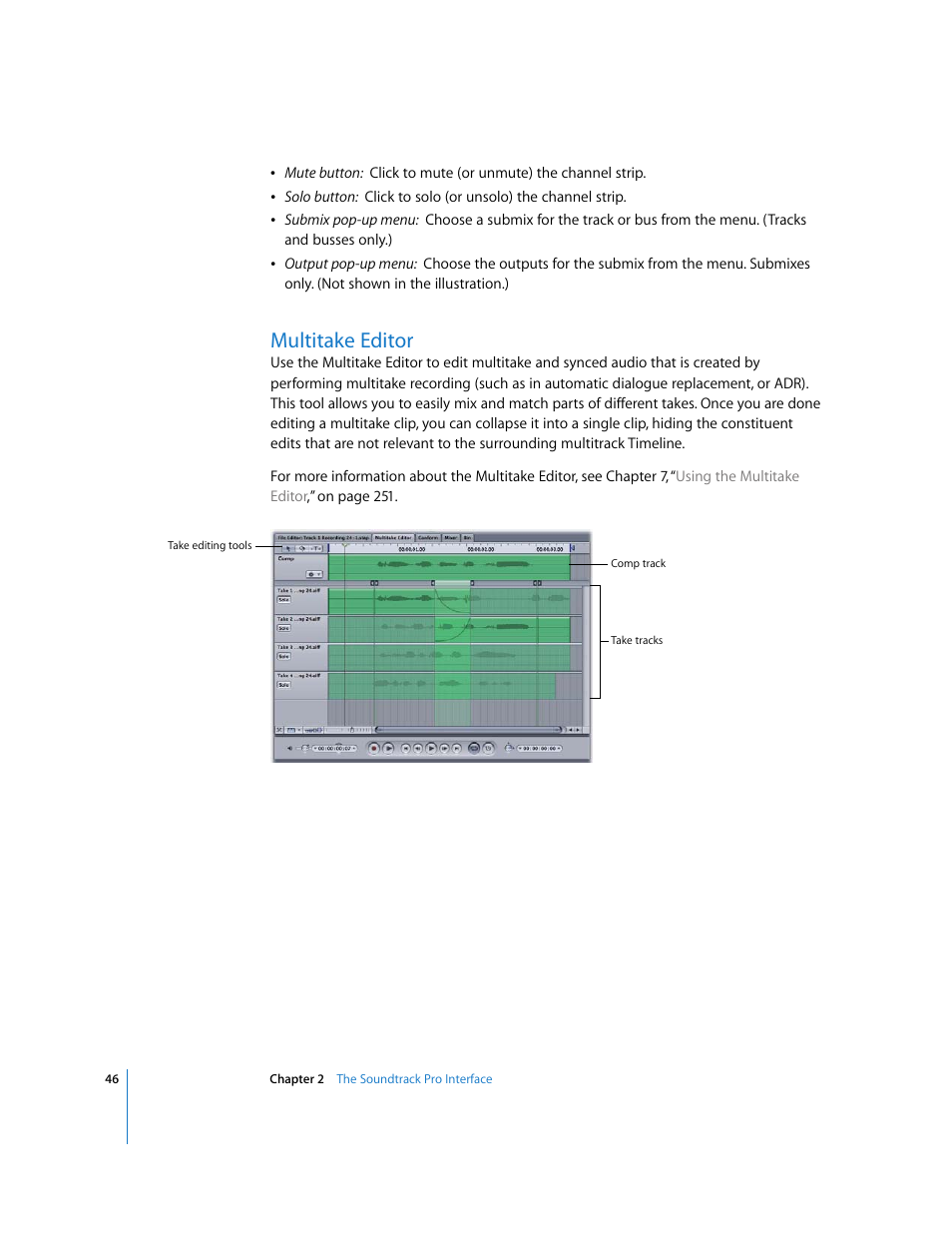 Multitake editor | Apple Soundtrack Pro 2 User Manual | Page 46 / 566
