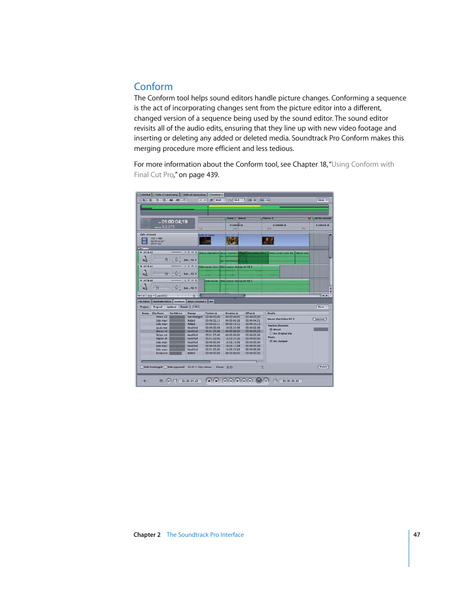 Conform | Apple Soundtrack Pro 2 User Manual | Page 47 / 566