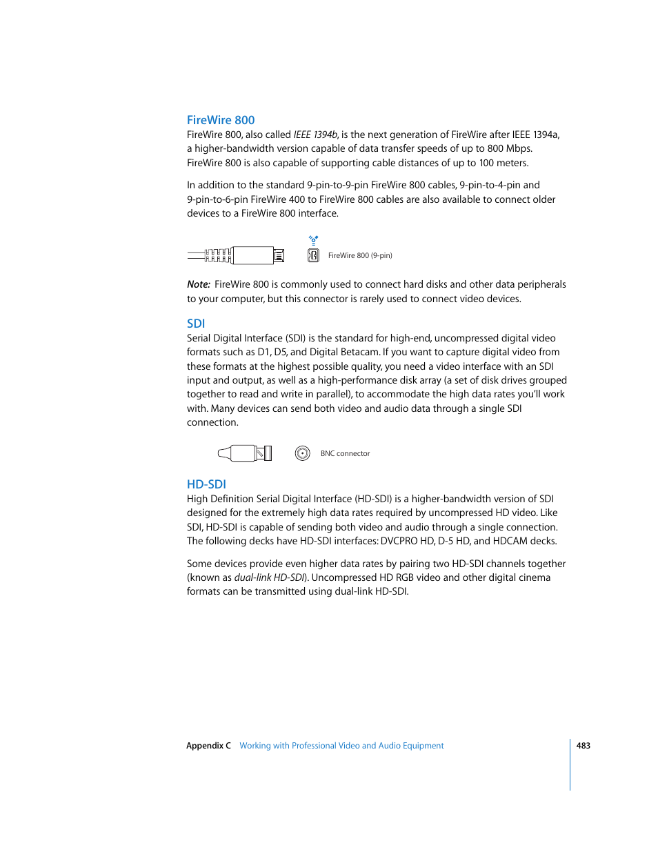 Firewire 800, Hd-sdi | Apple Soundtrack Pro 2 User Manual | Page 483 / 566