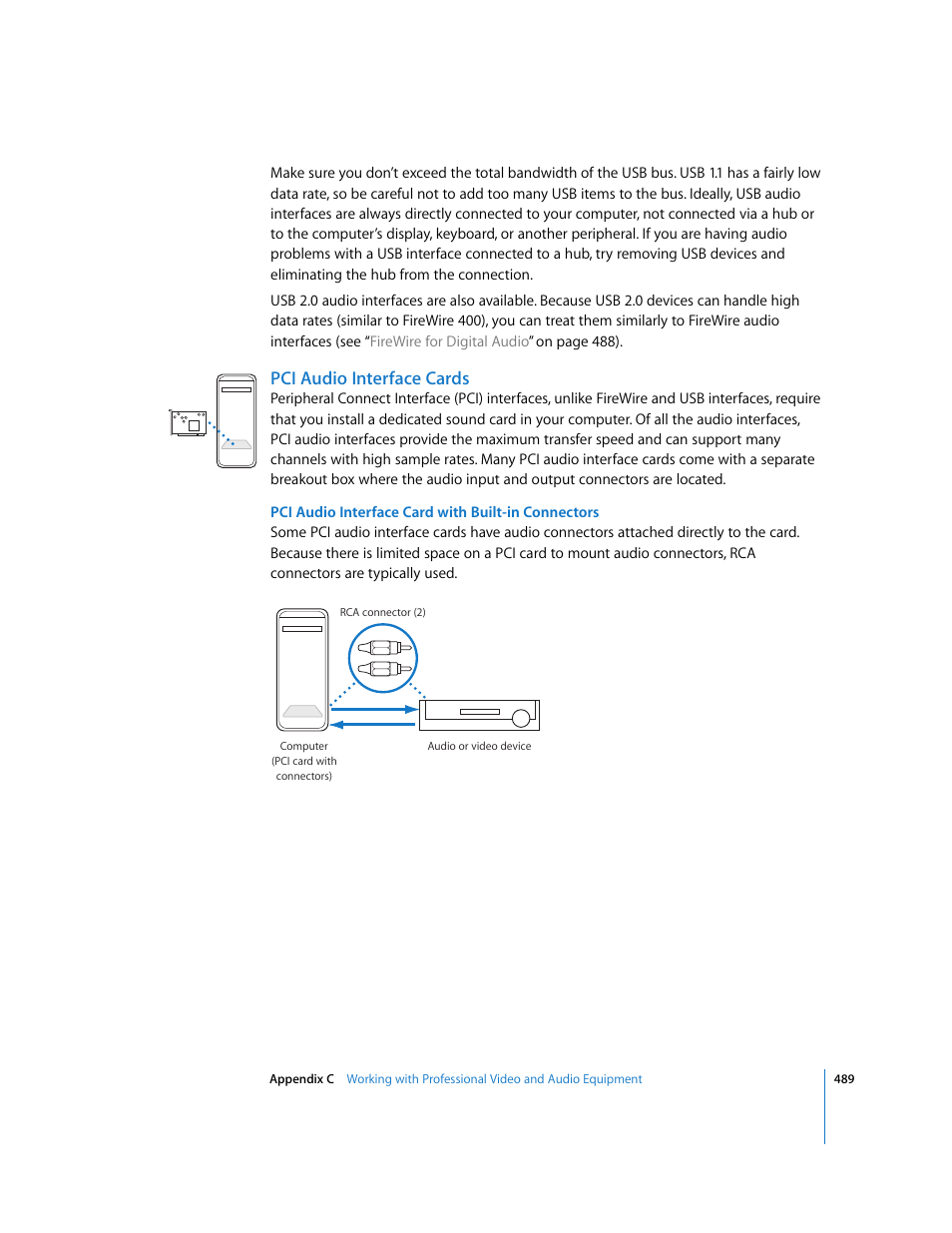 Pci audio interface cards | Apple Soundtrack Pro 2 User Manual | Page 489 / 566